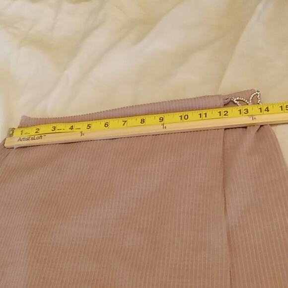 Old Navy Girls Small Tan Faux Wrap knit Skirt with Butterfly accent. Office. - Picture 5 of 7